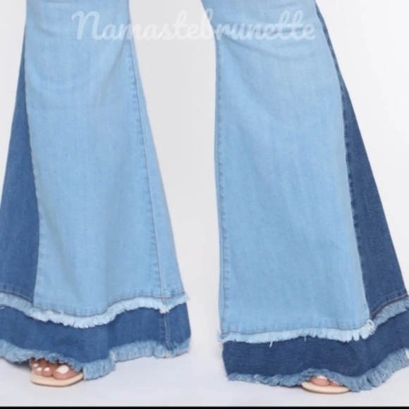 Fashion Nova High Waisted Extreme Bell Bottom Jeans With Frayed Hem - Picture 10 of 14